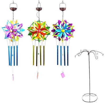 Alpine Alpine Assorted Metal 35 in. Solar Kinetic Spinner Wind Chime LJJ1968A